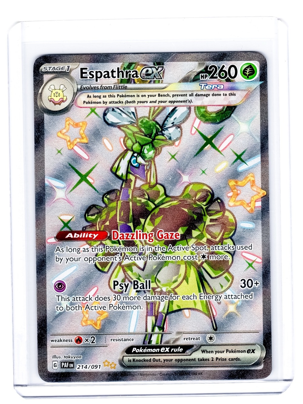 Espathra 214/091 EX Paldean Fates NM Pokemon Trading Card